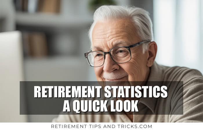 senior retiree researching about retirement statistics and information